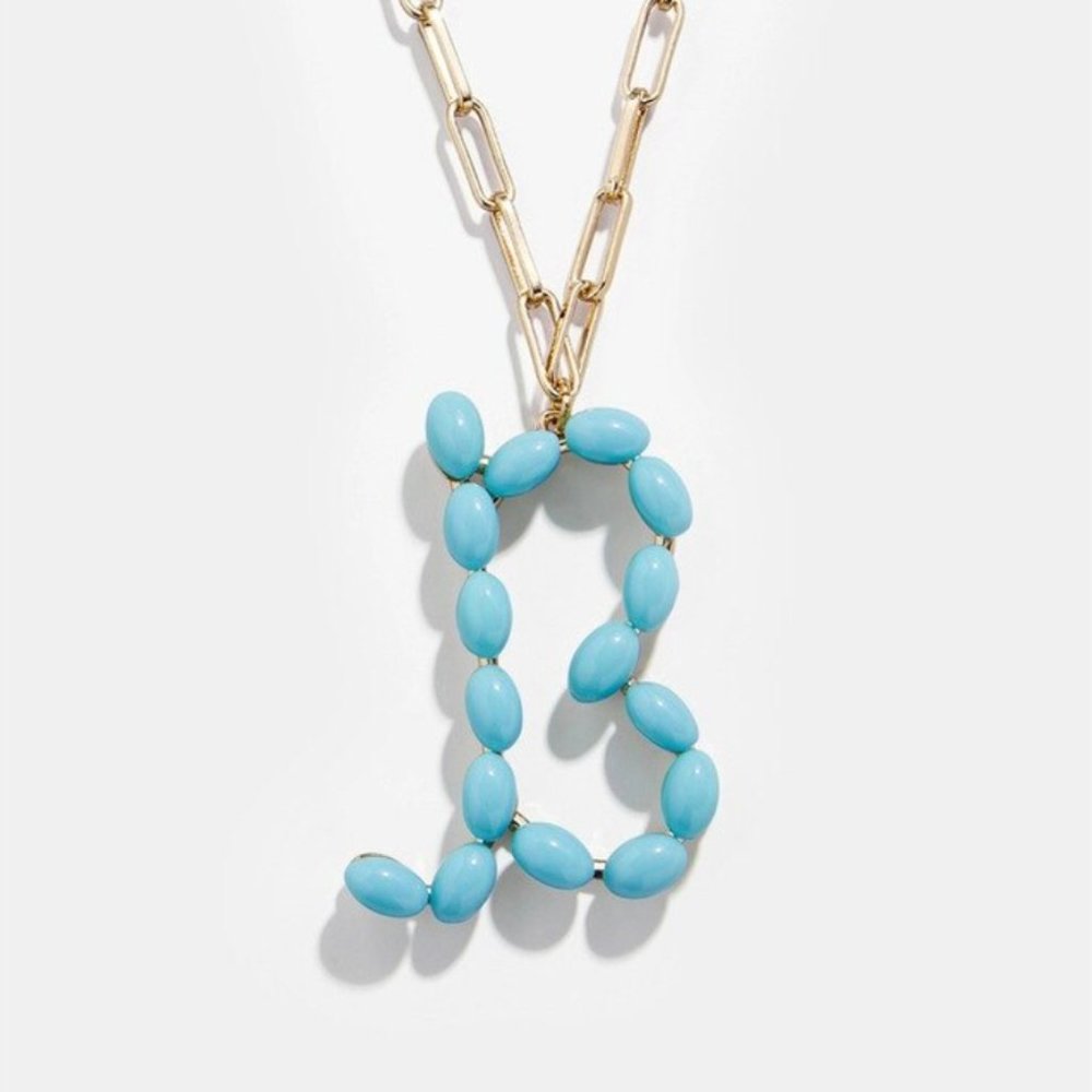 Blue Letter "B" Initial Paper Clip Name Necklace